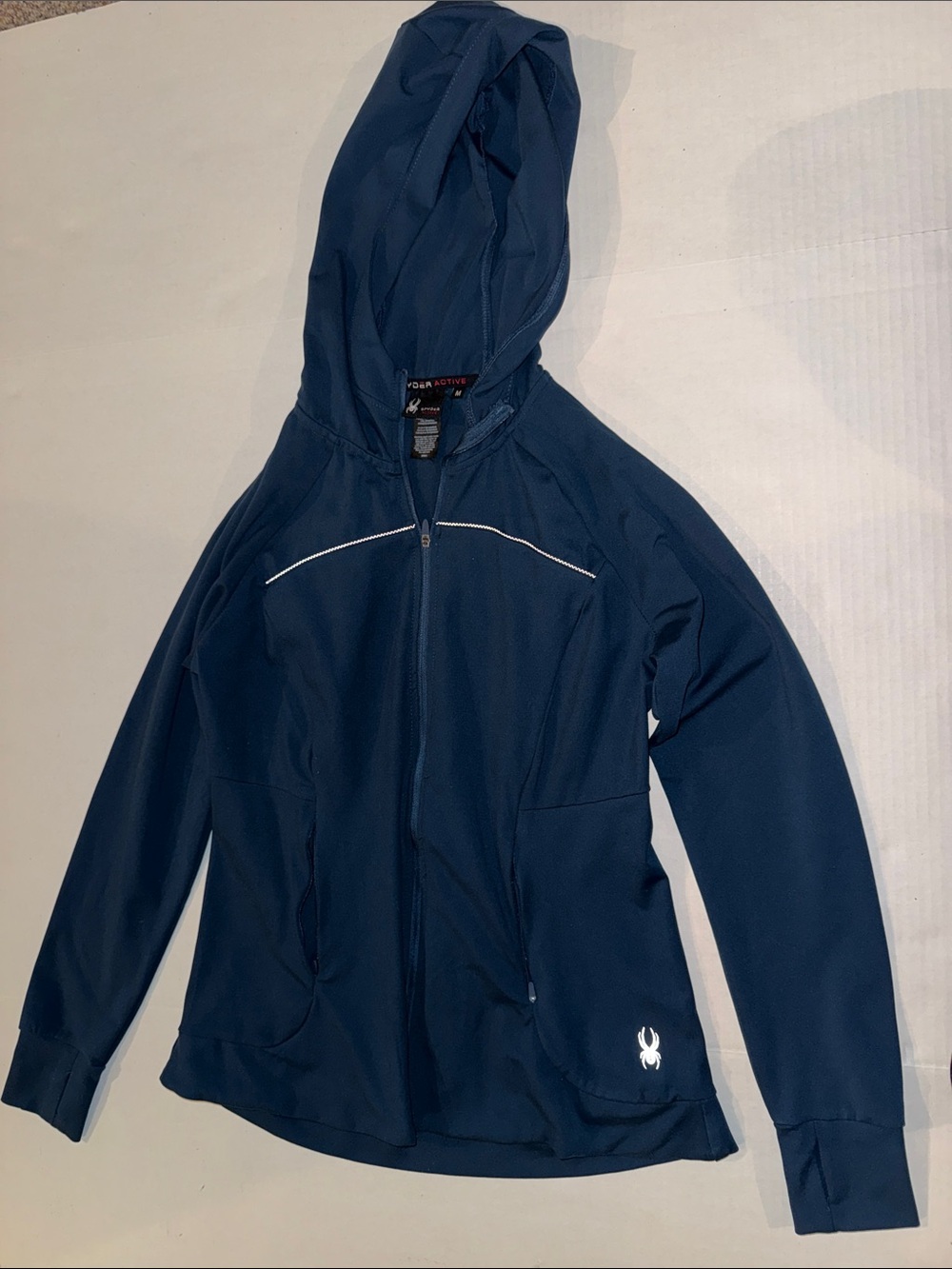 Spyder Women's Navy Hooded Active Jacket with Contrast Piping